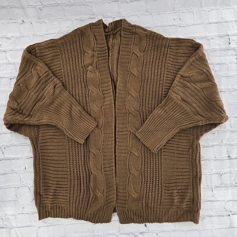 Cable Knit Extra Large Brown Cardigan